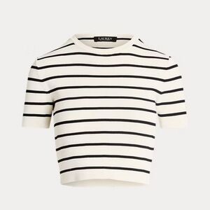 NWT! Ralph Lauren Striped Short-Sleeve Crop Sweater! Size Small!